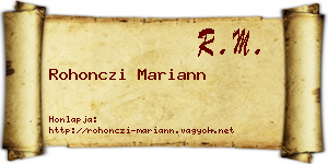 Rohonczi Mariann névjegykártya